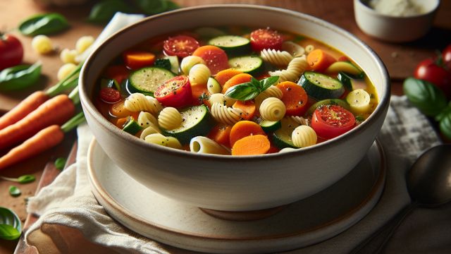 Dārzeņu minestrone zupa attēls