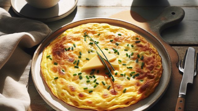 Omlete no trijām olām un sieru attēls